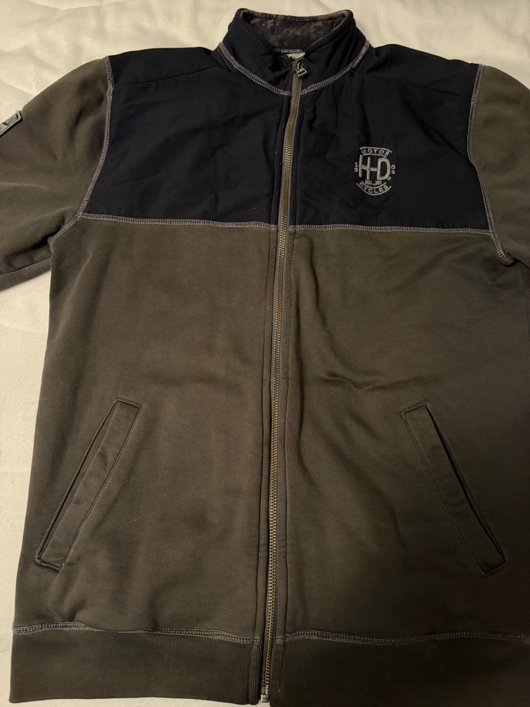 Harley-Davidson Two-Tone Black And Olive Zip-Up Shirt Jacket